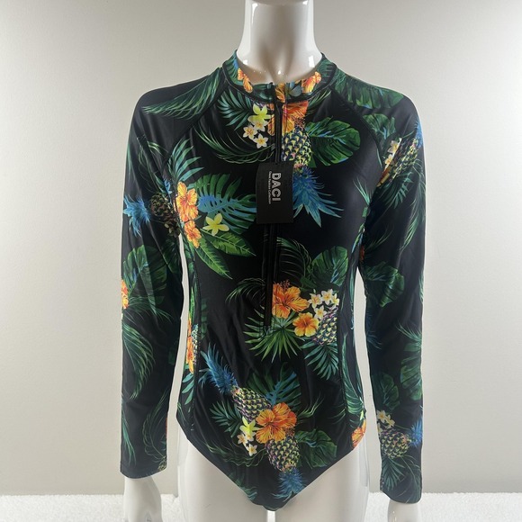 Daci Other - Daci Rash Guard Swimsuit Womens Medium Tropical Floral One Piece Long Sleeve